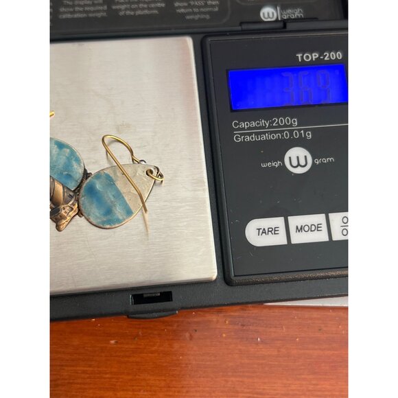 Nautical Lighthouse Dangle Earrings Layered Turquoise Blue Enamel Coastal 1.5" - Picture 5 of 5